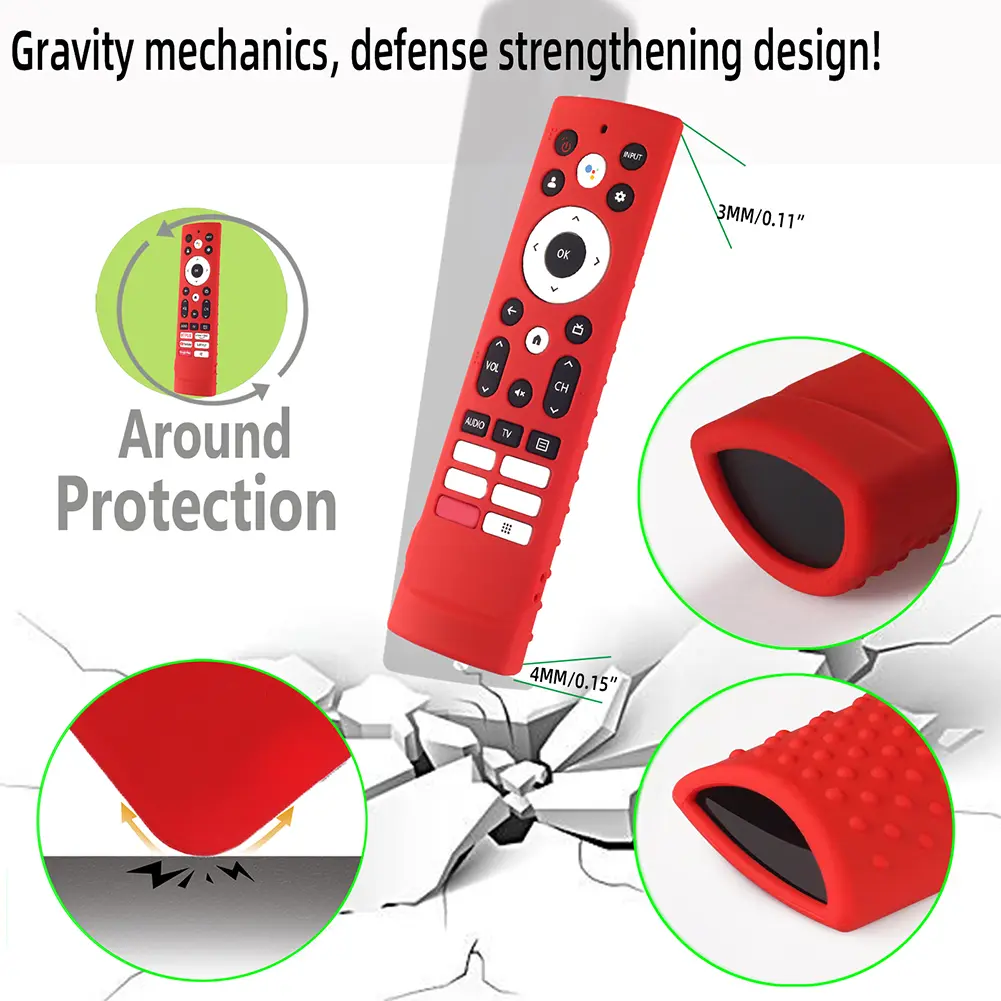 Silicone Cover Remote Control Shockproof Controller Skin with Removal Lanyard TV Remote Cover for Hisense Voice Remote ERF3V90H