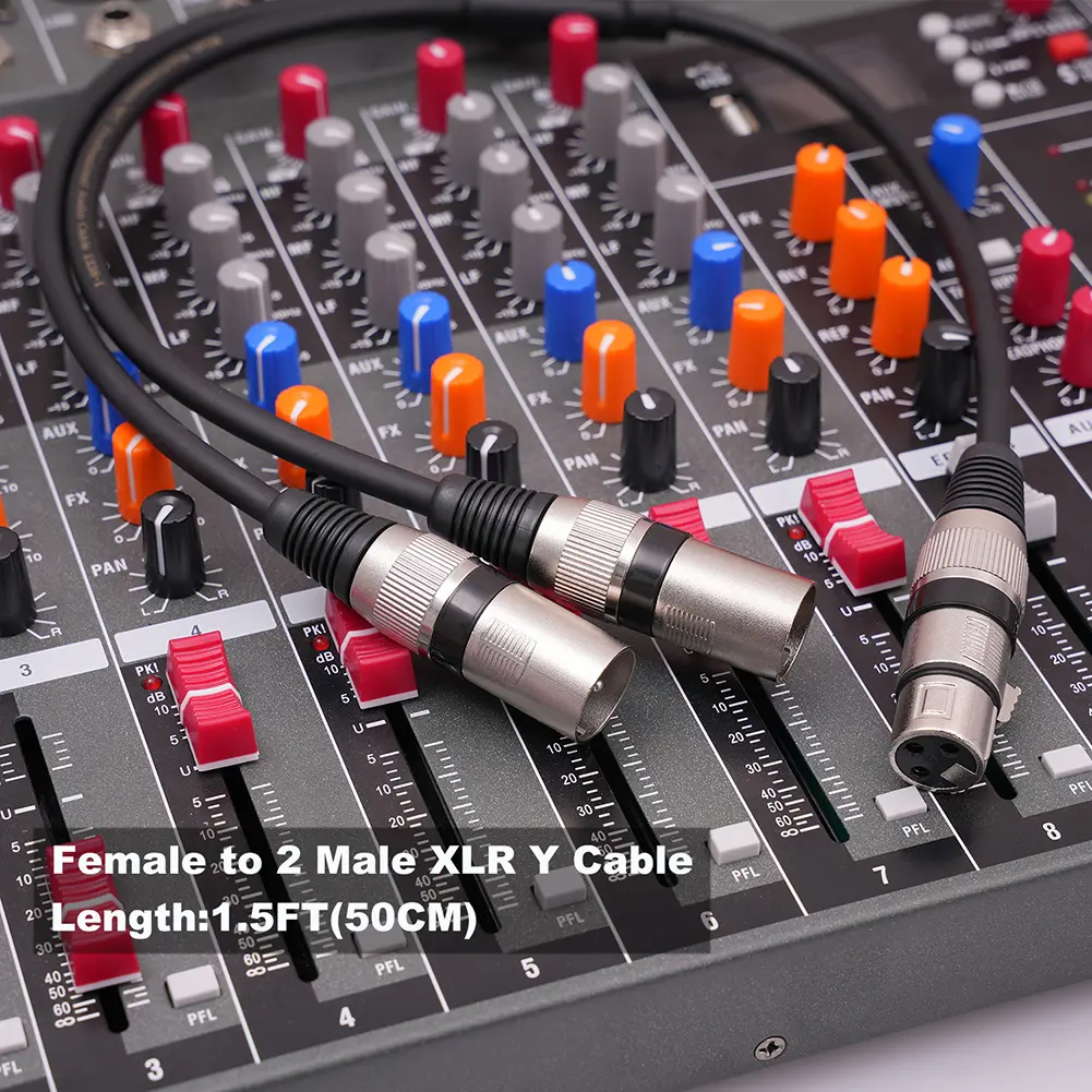 3 Pin XLR Female To Dual XLR Male Cable Noise Reduction XLR Female To Dual XLR Male Cable for Amplifier Mic Speaker Accessories