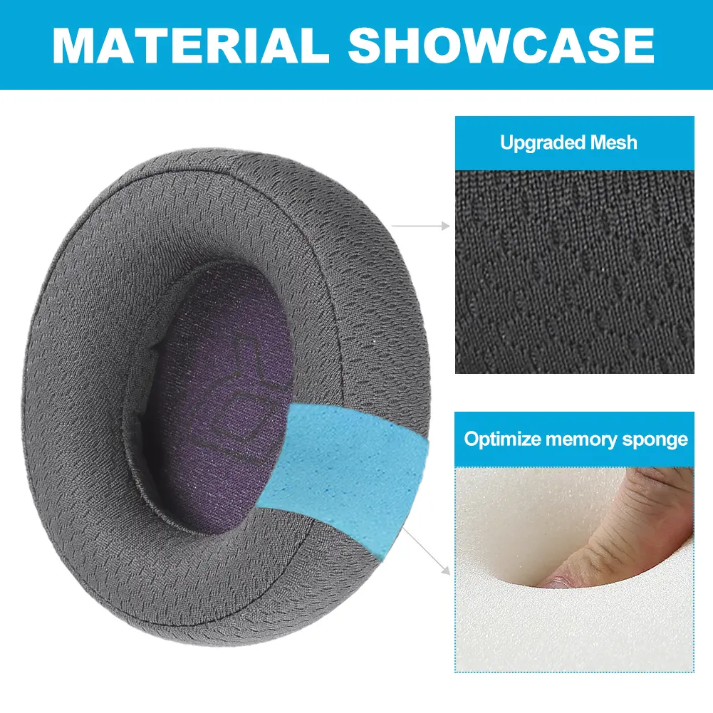 1 Pair Replacement Ear Cushion Memory Foam Headphone Earpads Protein Leather/Mesh Fabric Ear Cups Cover for Sony MDR-V55 V500DJ