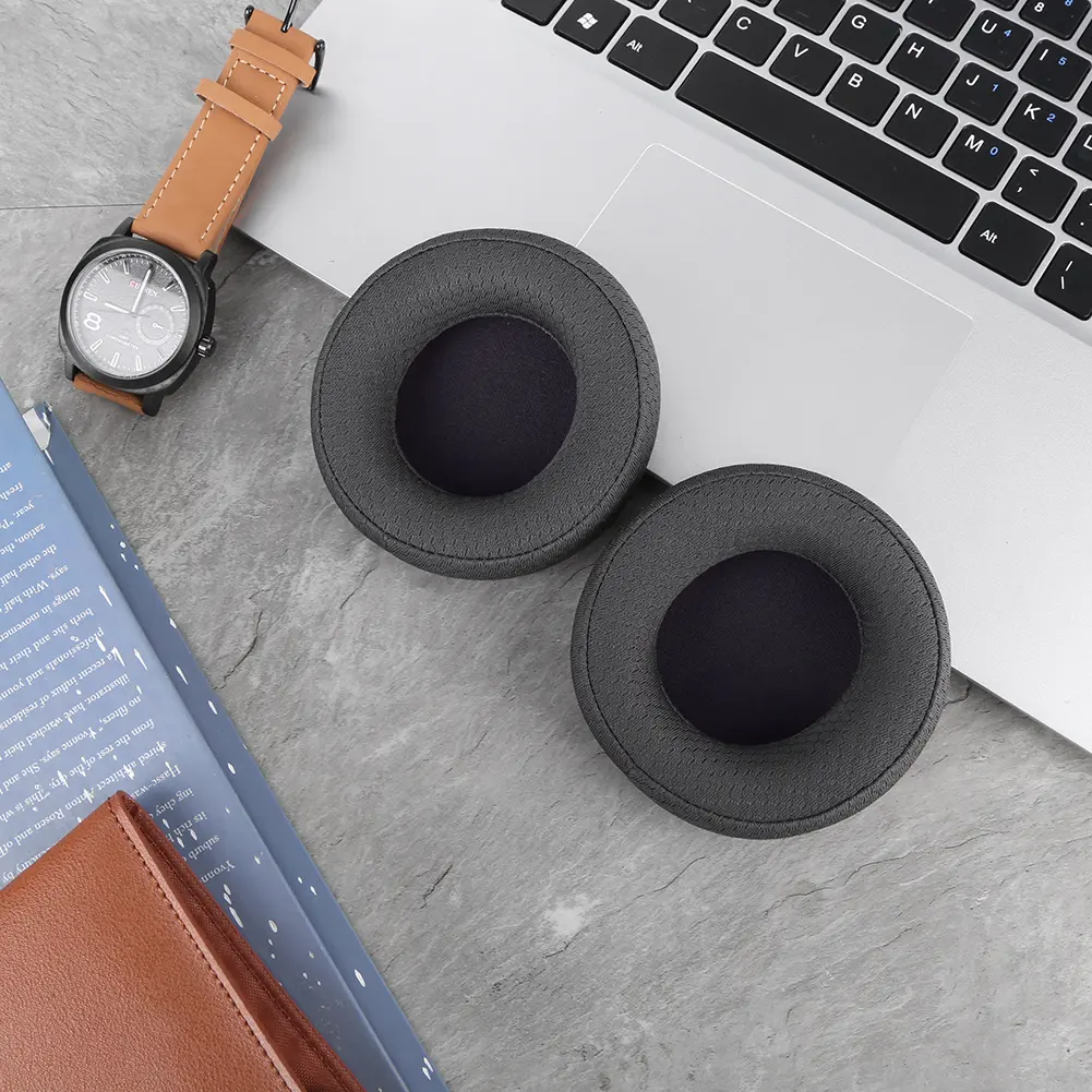 1 Pair Replacement Ear Cushion Memory Foam Headphone Earpads Protein Leather/Mesh Fabric Ear Cups Cover for Sony MDR-V55 V500DJ