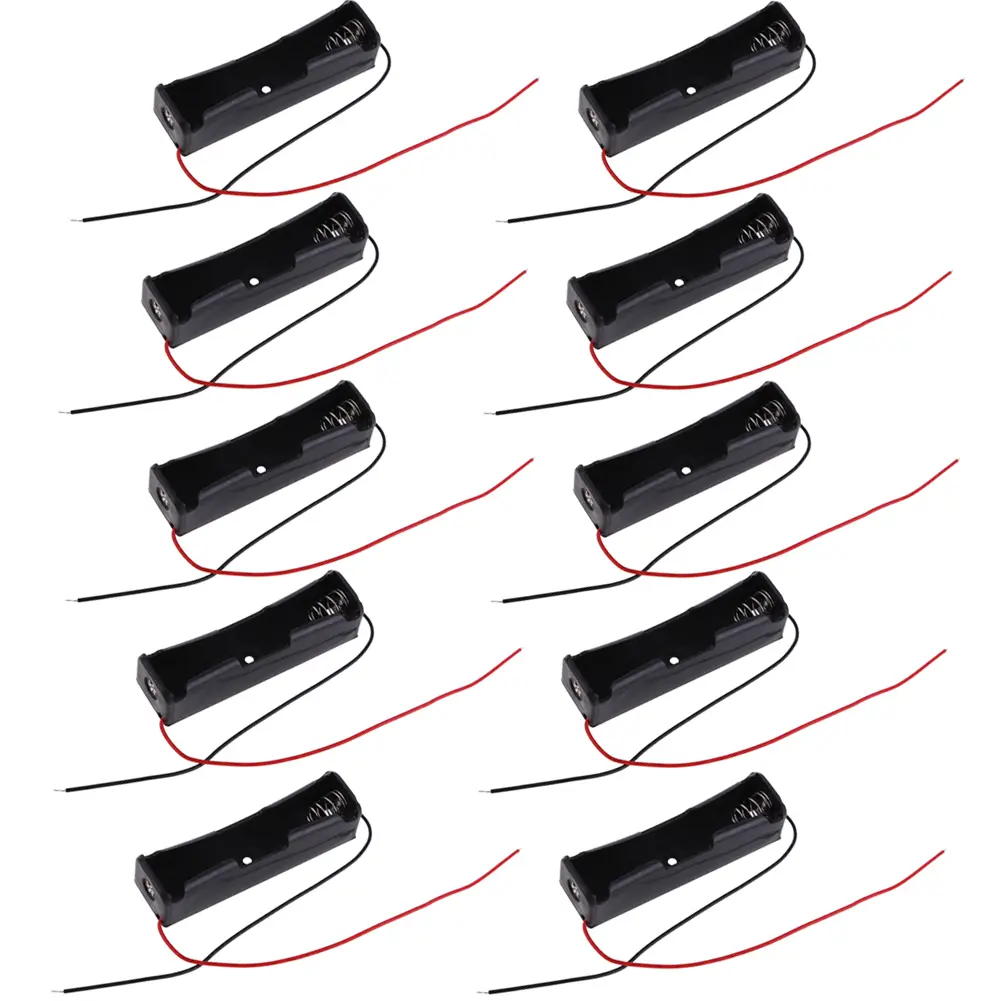 Brand New 10 Pcs 18650 Battery 3.6~4.2V Clip Holder Box Case Black