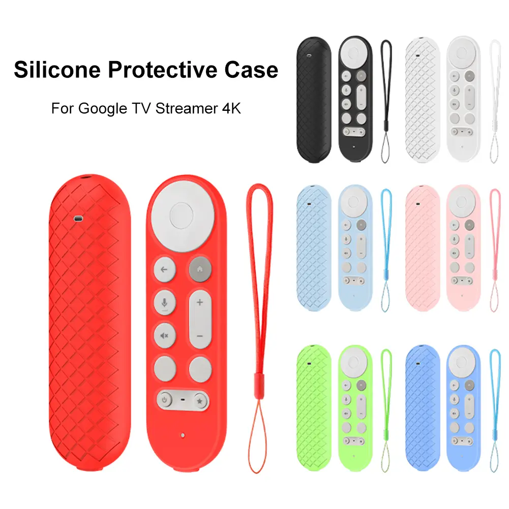 Silicone Remote Case with Lanyard TV Remote Control Case Remote Protective Case Remote Cover for Google TV Streamer 4K Remote