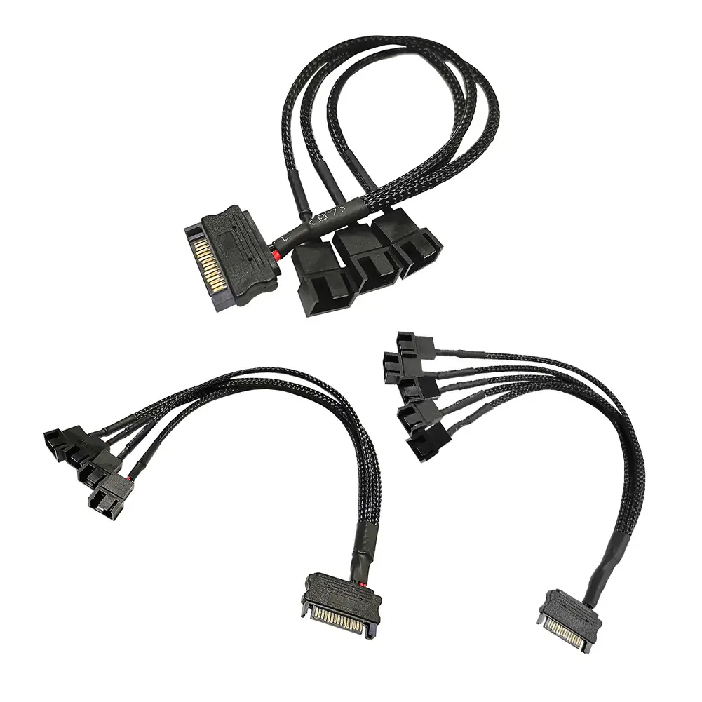 Splitter Adapter Converter Supply Cable Cord PC Fan Splitter Power Cable SATA to 4Pin Cooler Cooling Fan Extension Power