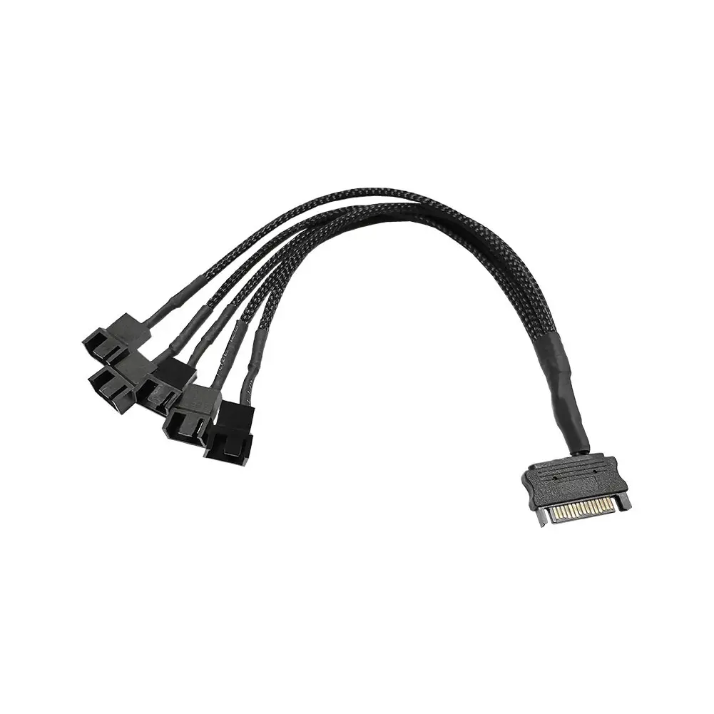 Splitter Adapter Converter Supply Cable Cord PC Fan Splitter Power Cable SATA to 4Pin Cooler Cooling Fan Extension Power