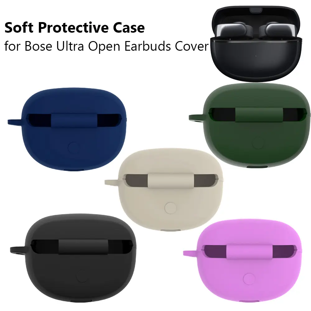 Silicone Portable Protective Cover with Carabiner Charging Case Skin Cover Protector Case for Bose Ultra Open Earbuds Case Cover