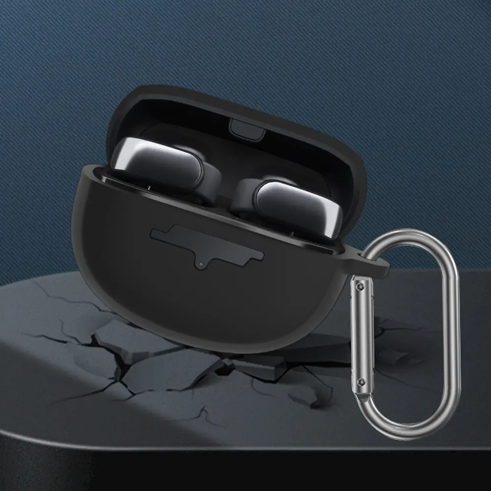 Silicone Portable Protective Cover with Carabiner Charging Case Skin Cover Protector Case for Bose Ultra Open Earbuds Case Cover
