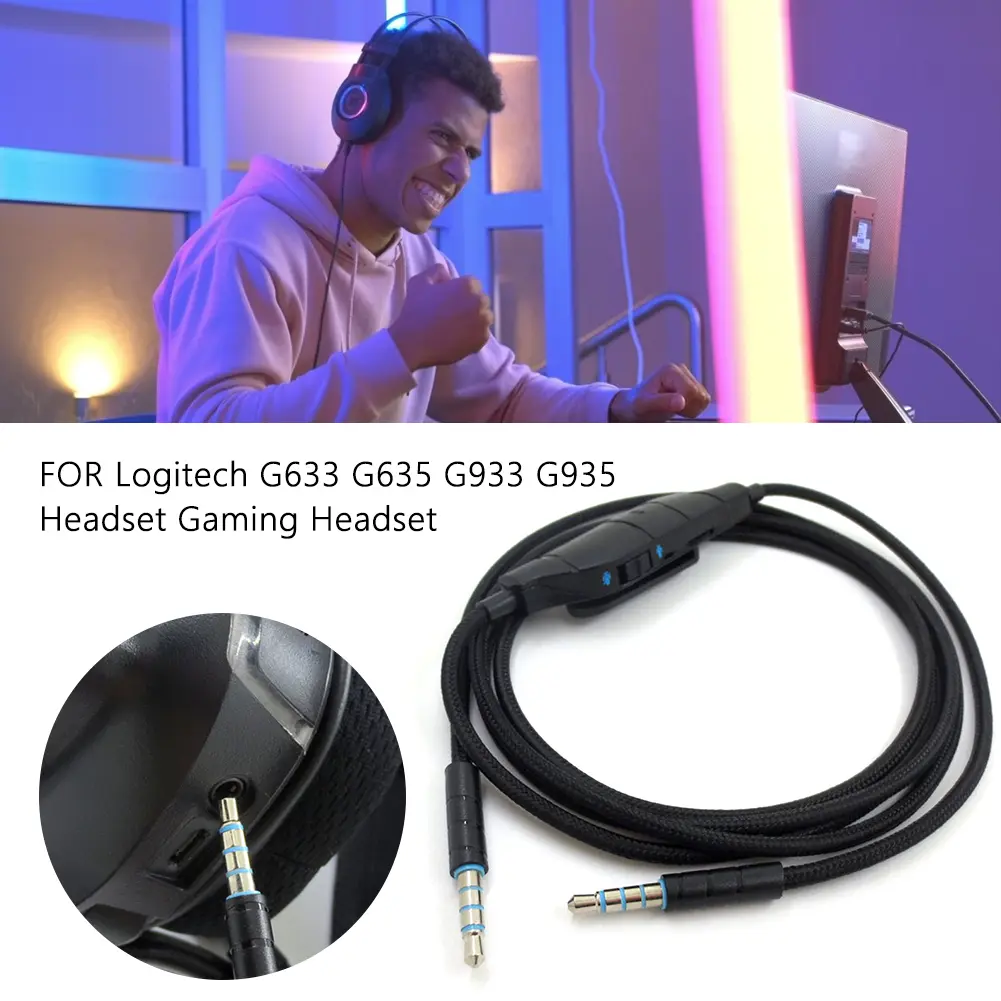 1.5m Headphone Audio Cable Replacement Music Cord Line Replacement Headphone Cable Audio Cord Line for Logitech G633 G635
