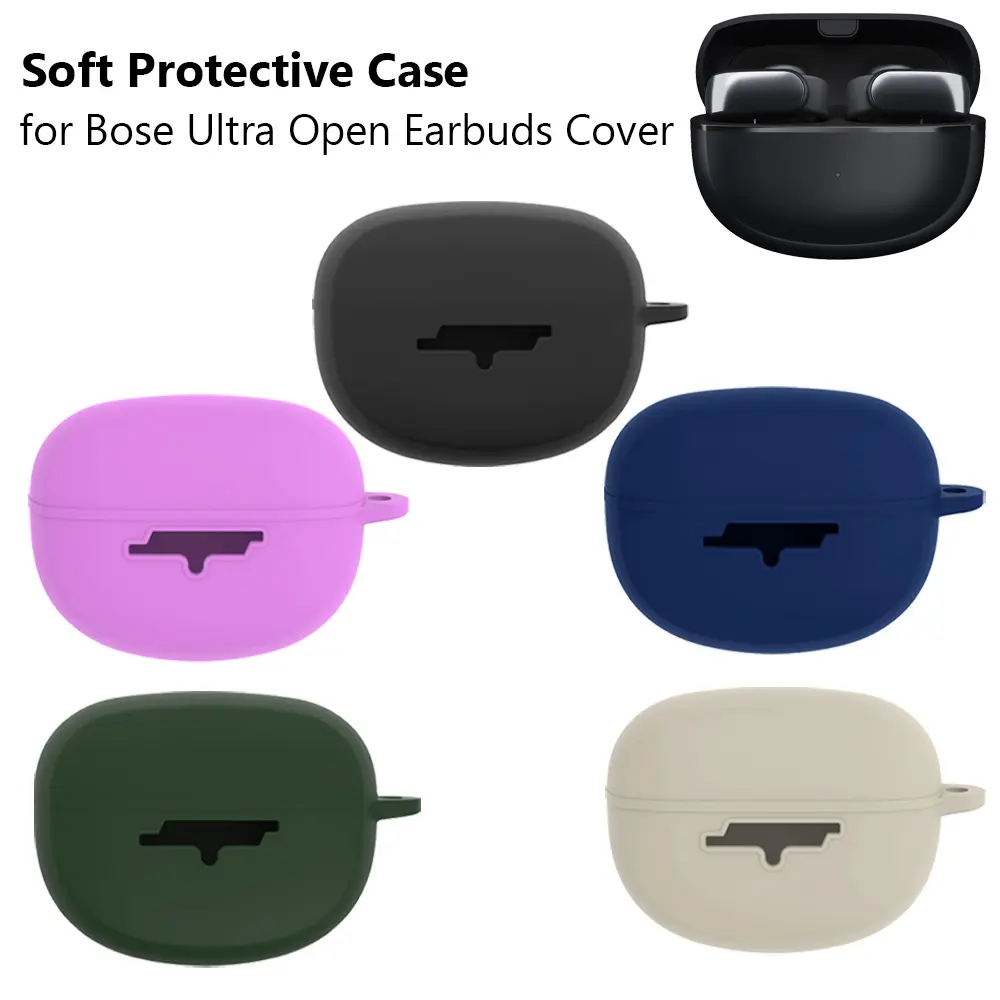 Silicone Portable Protective Cover with Carabiner Charging Case Skin Cover Protector Case for Bose Ultra Open Earbuds Case Cover