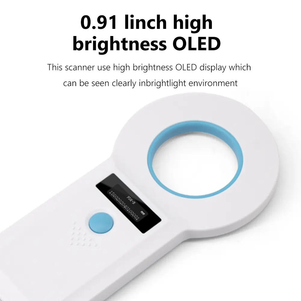 Handheld Animal RFID EMID Reader Rechargeable EMID FDX-B(ISO11784/85) Pet Chip ID Scanner Pet Tag Scanner for Cat Dog Pet Animal