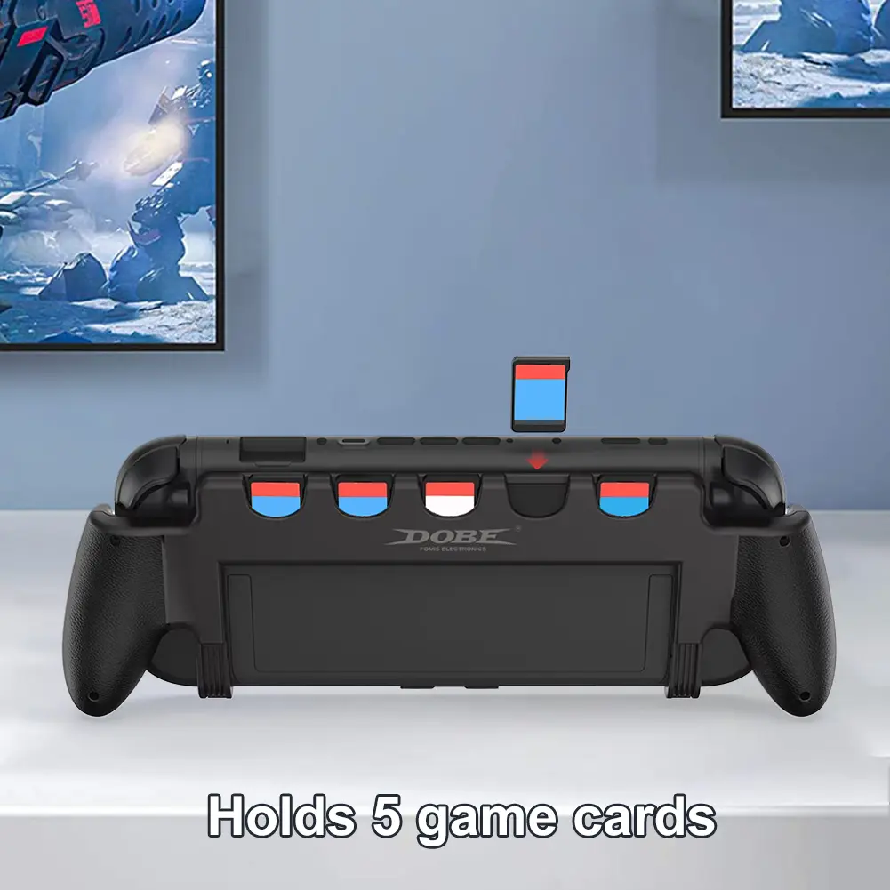 For Nintendo for Switch 2 Grip with Stand Grip Case 5 Game Slots Protective Case Anti Slip for Switch 2 Game Console Accessories