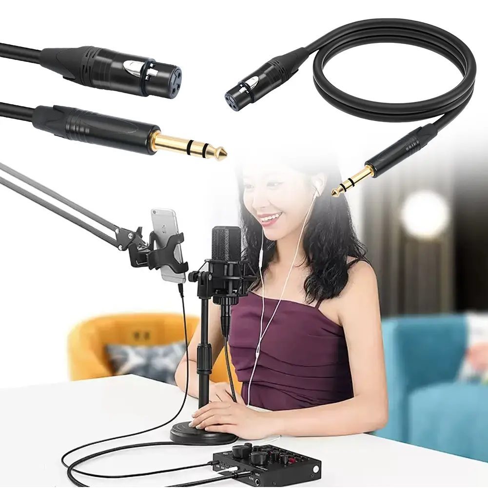Balanced Signal Interconnect Cable XLR To Quarter Inch Patch Cable 6.5 Mm 1/4 Inch To XLR Balanced Speaker Mic Cable for Mixer