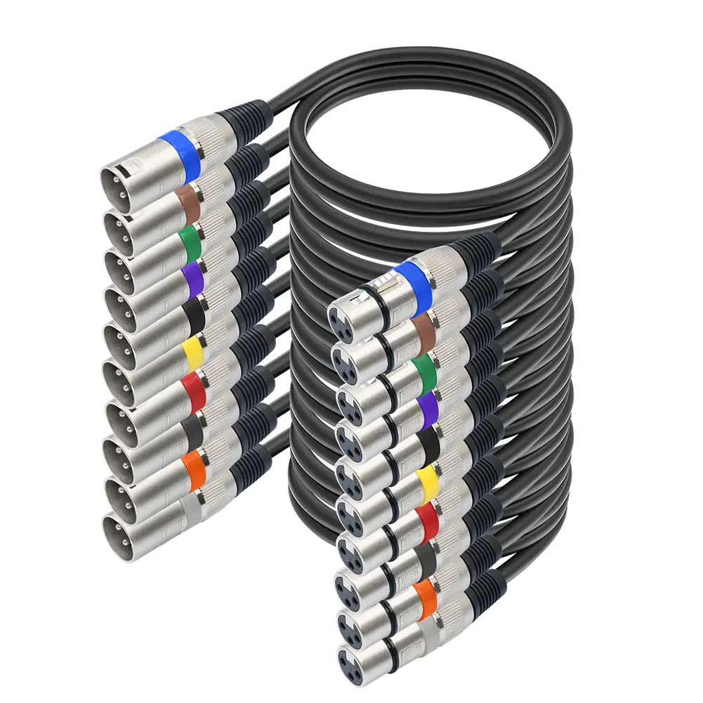 10 Pack XLR Cable 1.5M Male To Female 3 Pins Balanced XLR Microphone Cable XLR To XLR Microphone Cable for Audio Mixer Amplifier