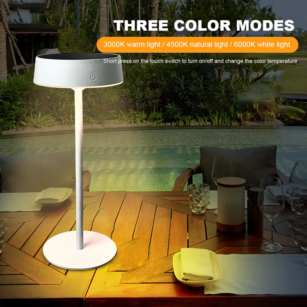 Solar Table Lamp Dimmable LED Desk Lamp Waterproof Cordless Table Lamp Rechargeable Portable Night Light for Indoor and Outdoor