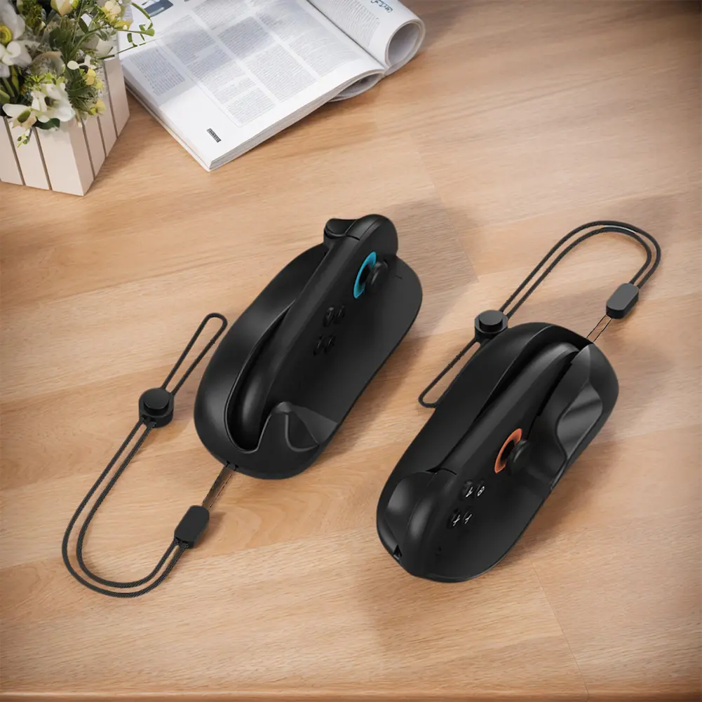 2Pcs Game Controller Mouse Base with Lanyard Left+Right Controller Bracket Stand Holder Wear Resist Handle Stand Holder for NS2