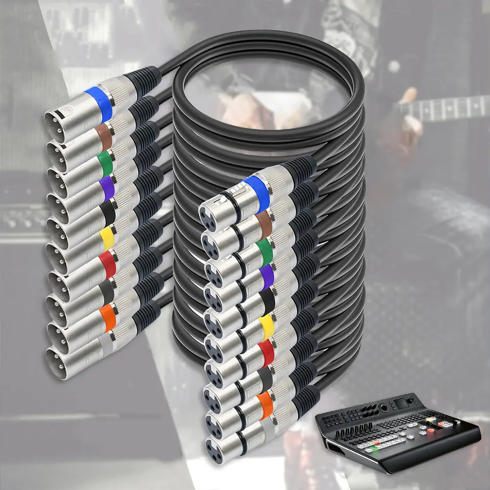 10 Pack XLR Cable 1.5M Male To Female 3 Pins Balanced XLR Microphone Cable XLR To XLR Microphone Cable for Audio Mixer Amplifier