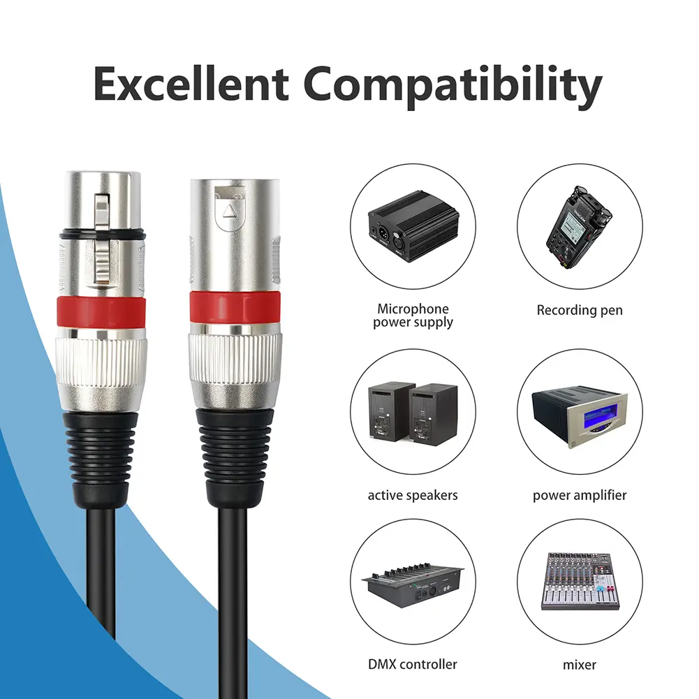 10 Pack XLR Cable 1.5M Male To Female 3 Pins Balanced XLR Microphone Cable XLR To XLR Microphone Cable for Audio Mixer Amplifier