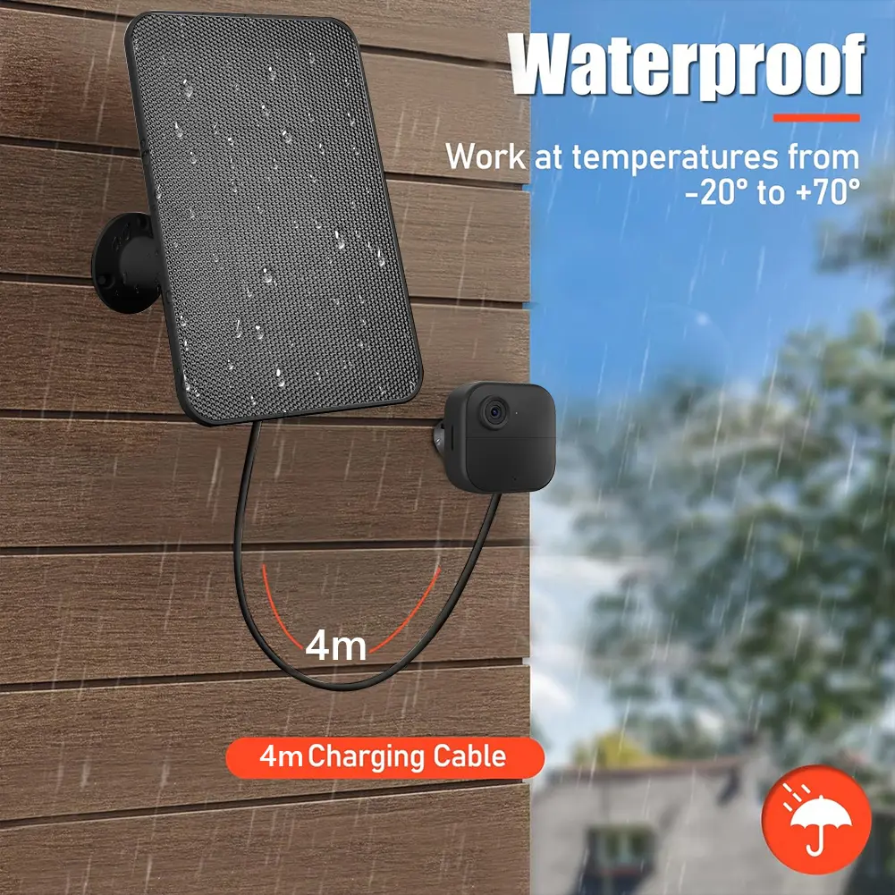 4W 5V Solar Panel Waterproof Solar Cell Panel 360° Adjustable Mount 2000mAh Rechargeable Battery for Blink Outdoor 4 (4th Gen)