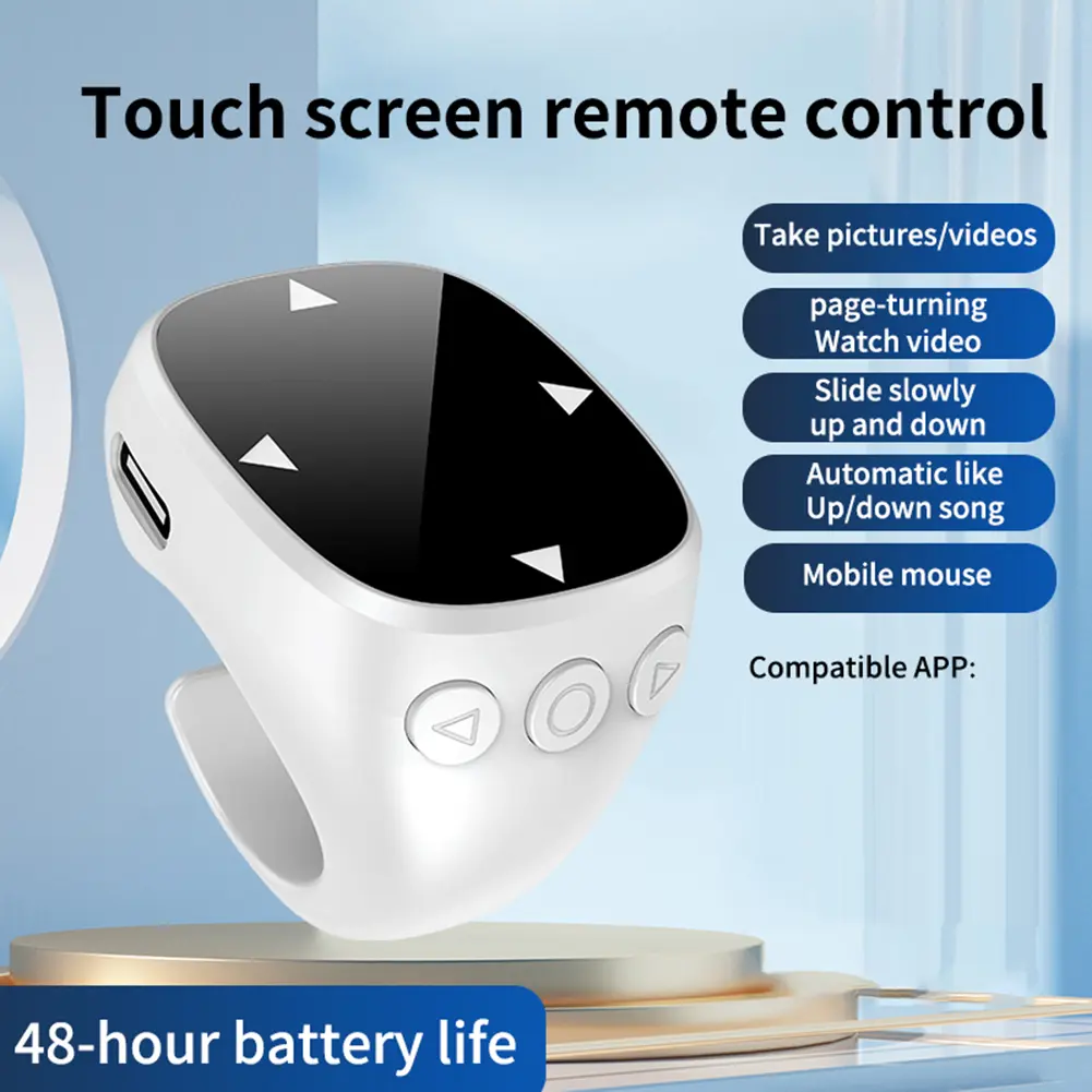 For TikTok Scrolling Ring Bluetooth-Compatible 5.3 Fingertip Wireless Remote Control Page Turner Scroller for iPhone Xiaomi