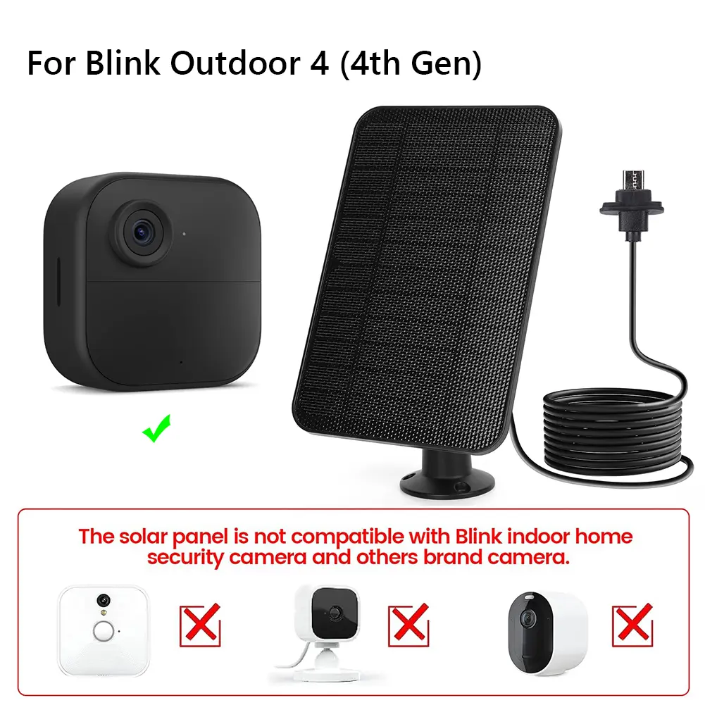 4W 5V Solar Panel Waterproof Solar Cell Panel 360° Adjustable Mount 2000mAh Rechargeable Battery for Blink Outdoor 4 (4th Gen)