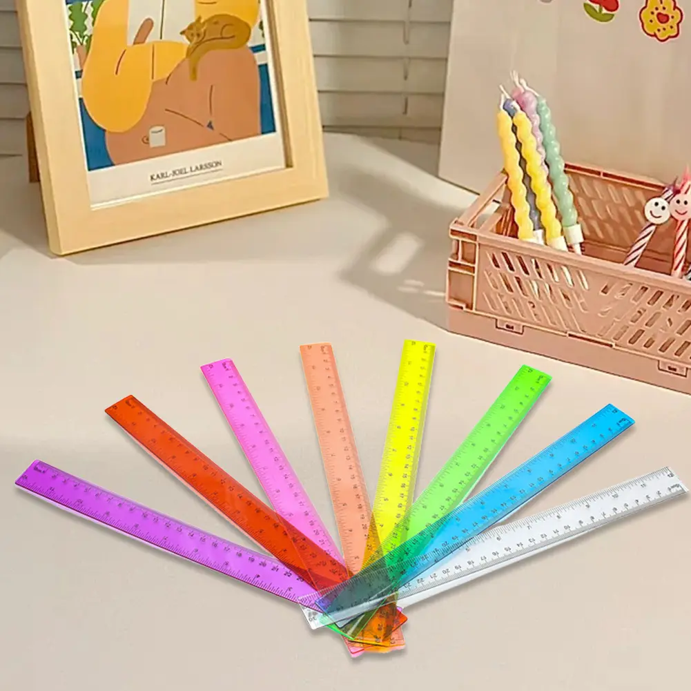 8 Pack Clear Plastic Ruler with Centimeters and Inches Metric Bulk Ruler Straight Plastic Ruler for School Home Office