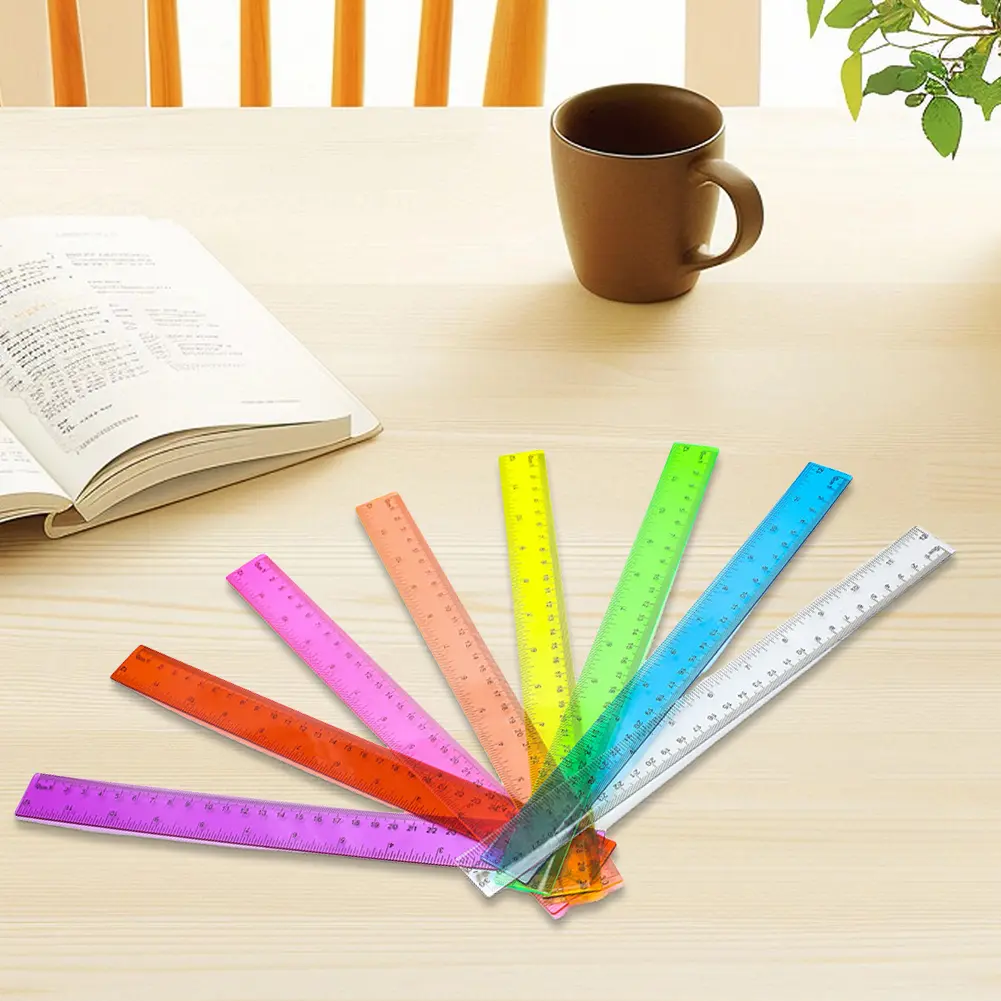 8 Pack Clear Plastic Ruler with Centimeters and Inches Metric Bulk Ruler Straight Plastic Ruler for School Home Office