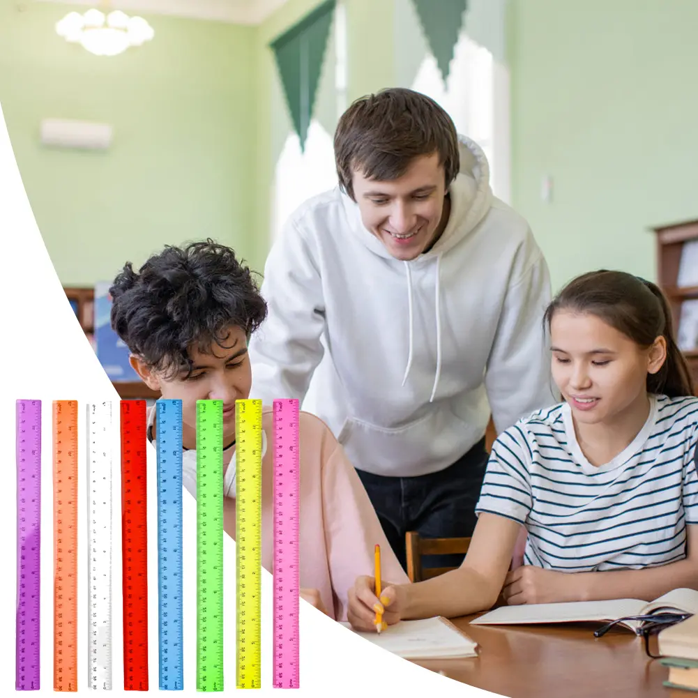 8 Pack Clear Plastic Ruler with Centimeters and Inches Metric Bulk Ruler Straight Plastic Ruler for School Home Office
