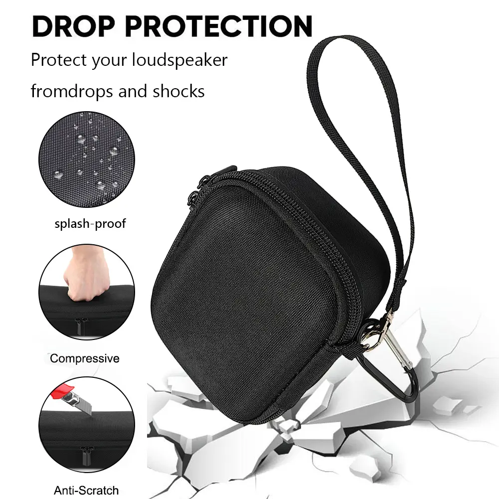 Hard Carrying Case Anti-scratch Shockproof Travel Protective Bag w/ Hand Rope & Carabiner for JBL Go 4 Portable Speaker