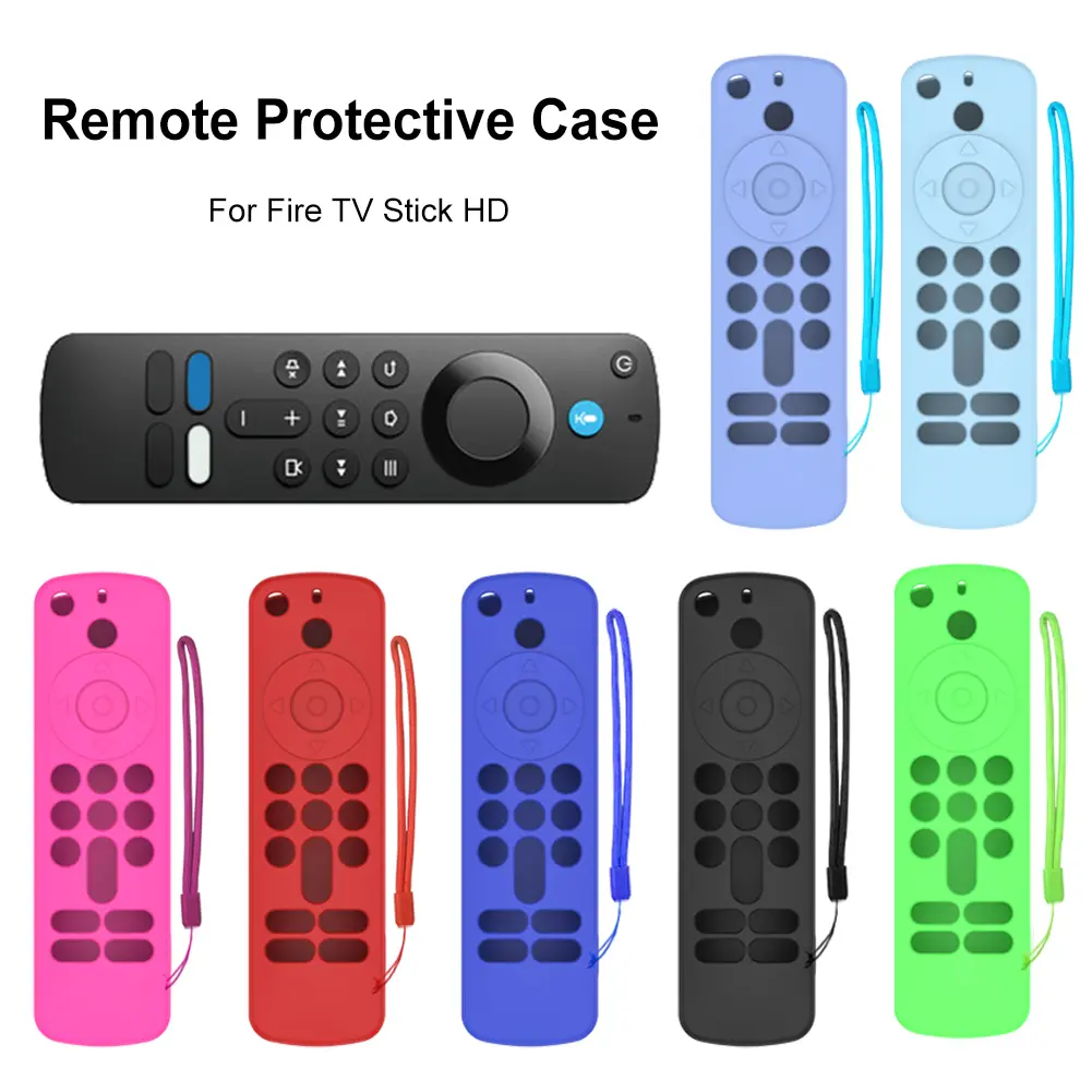 Silicone Remote Case with Lanyard Protective Cover Shockproof TV Remote Control Case Remote Protective Case for Fire TV Stick HD