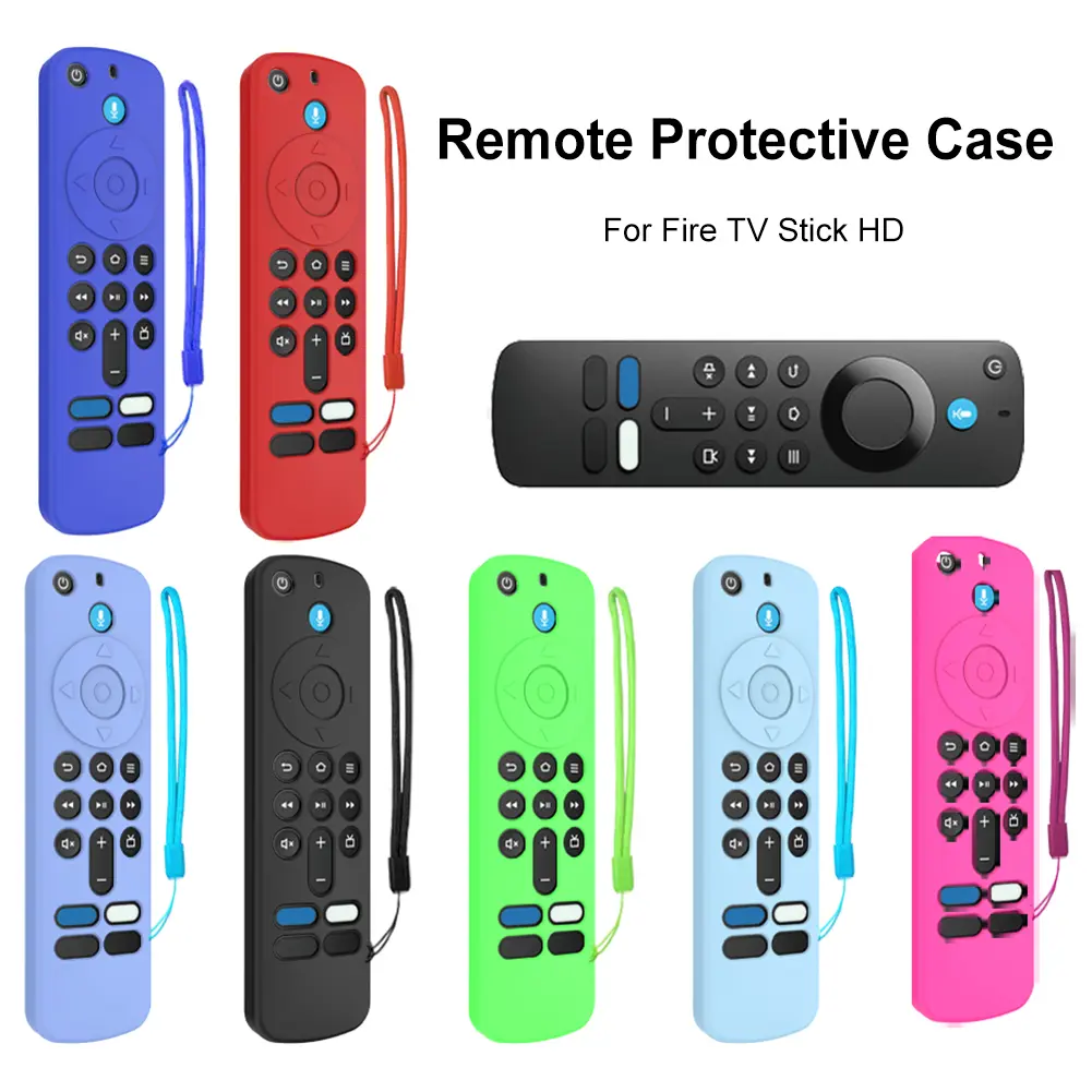 Silicone Remote Case with Lanyard Protective Cover Shockproof TV Remote Control Case Remote Protective Case for Fire TV Stick HD