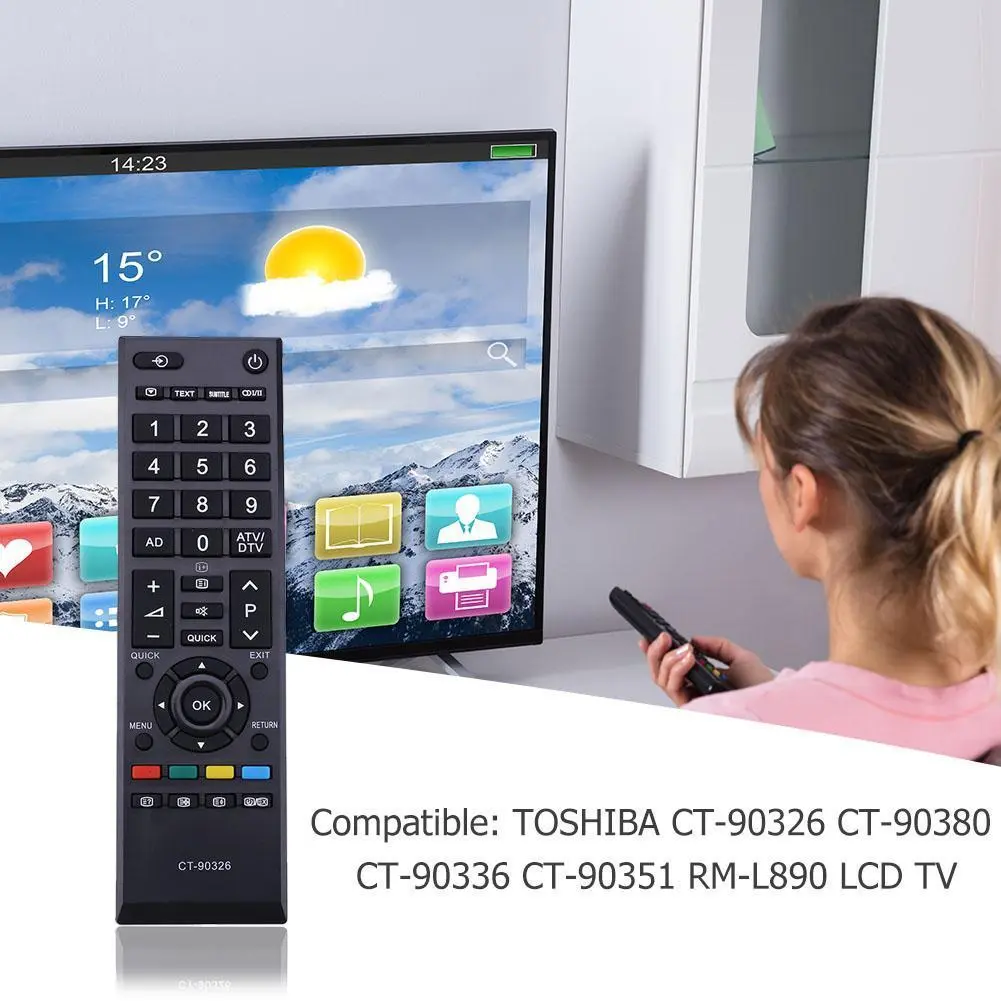 Plastic Television Remote Control Battery Powered TV Television Controller Replacement Accessories for Toshiba CT-90326 CT-90380