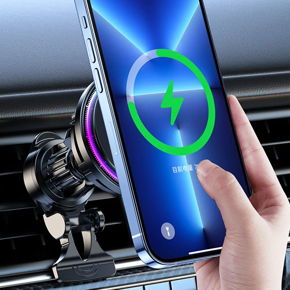 15W Magnetic Phone Cooling Car Charger Wireless Charging Phone Cooler Car Phone Holder Cooling Mount for iPhone 16/15/14/13/12