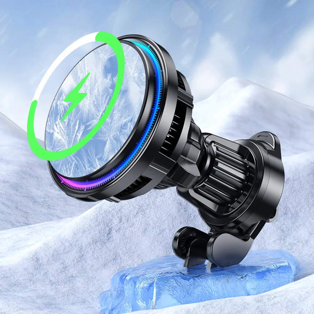 15W Magnetic Phone Cooling Car Charger Wireless Charging Phone Cooler Car Phone Holder Cooling Mount for iPhone 16/15/14/13/12