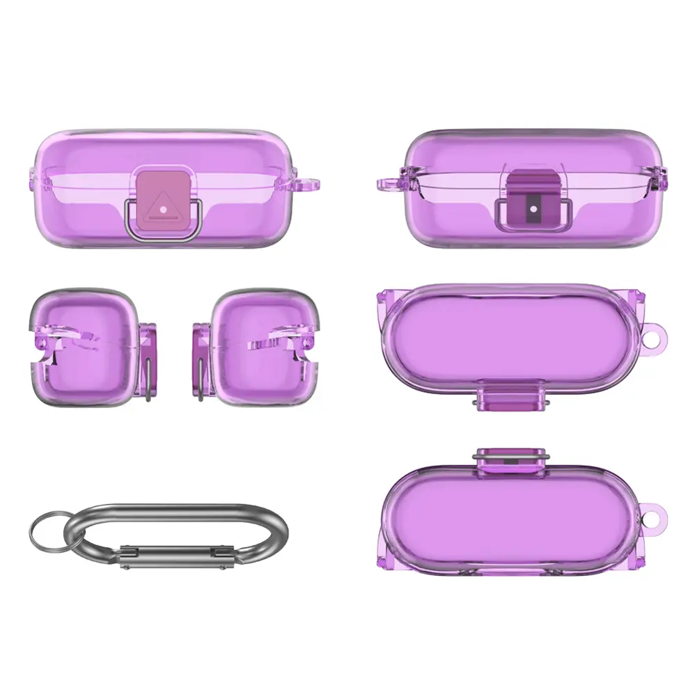 TPU Transparent Case for Sony WF-C510 Earphone Case Cover Anti-Drop Earbuds Shell with Carabiner for Sony WF-C510 Charging Case