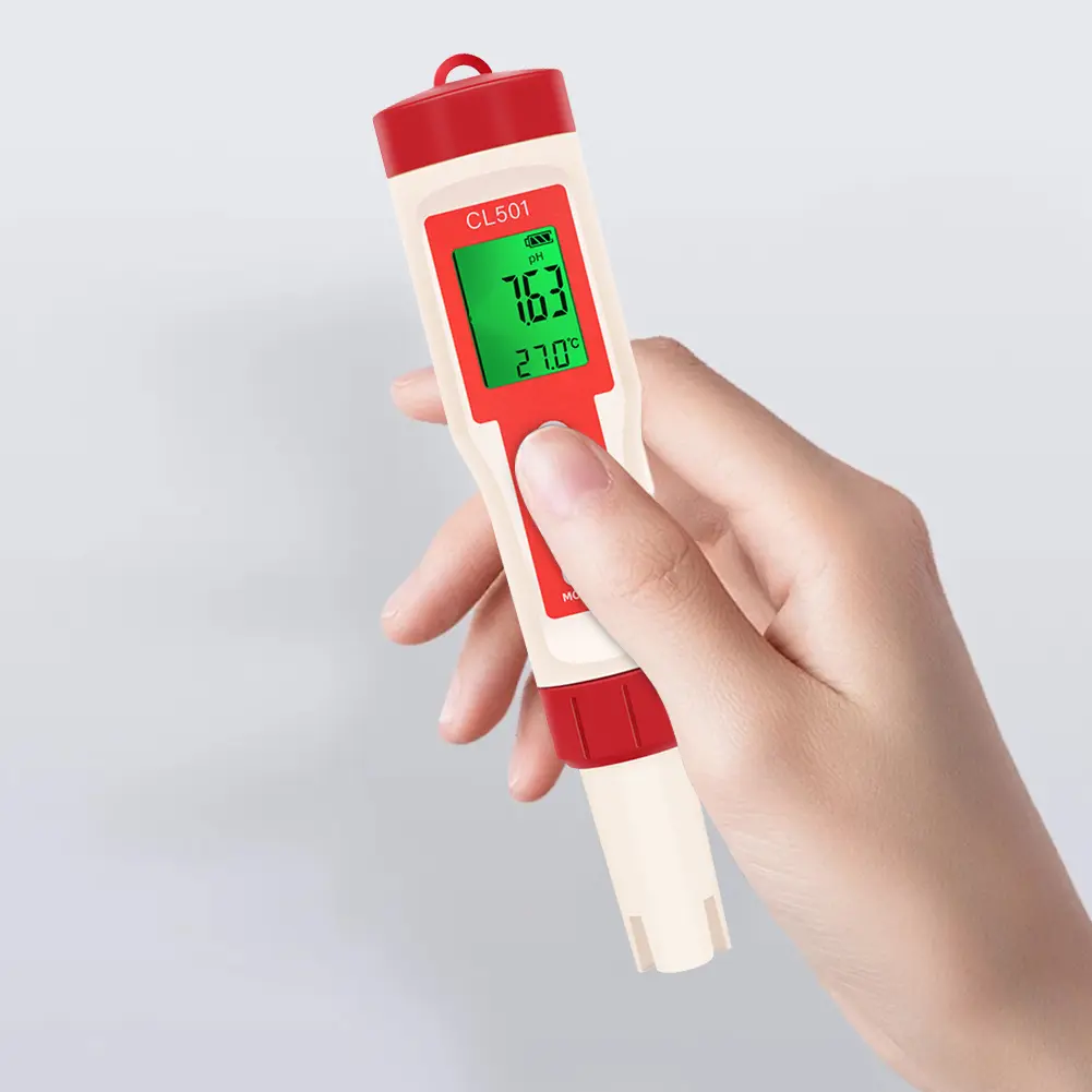 5 In 1 Digital Water Quality Tester Pen CL2 H2 ORP Temperature PH Meter for Swimming Pools Drinking Water Aquarium