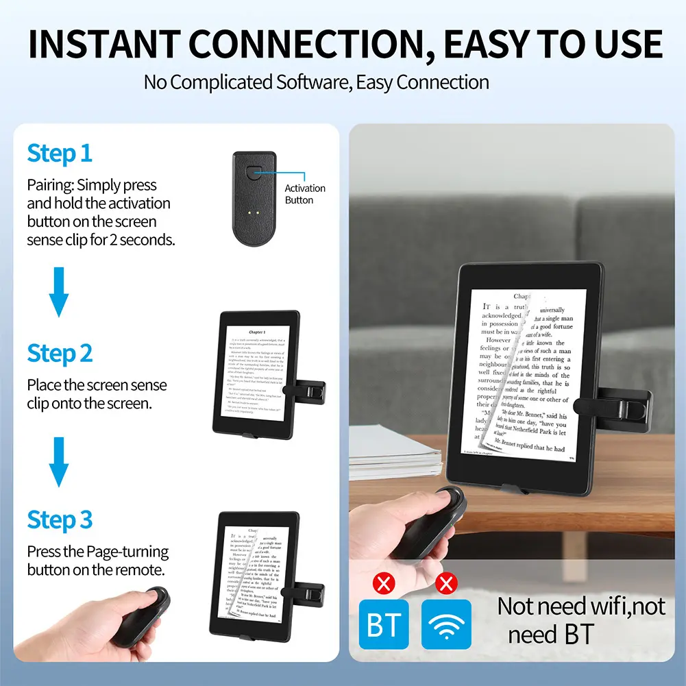 RF Camera Video Recording Remote Triggers Page Turner for Kindle Paperwhite Oasis Kobo EReaders for iPad Tablets Reading Novels