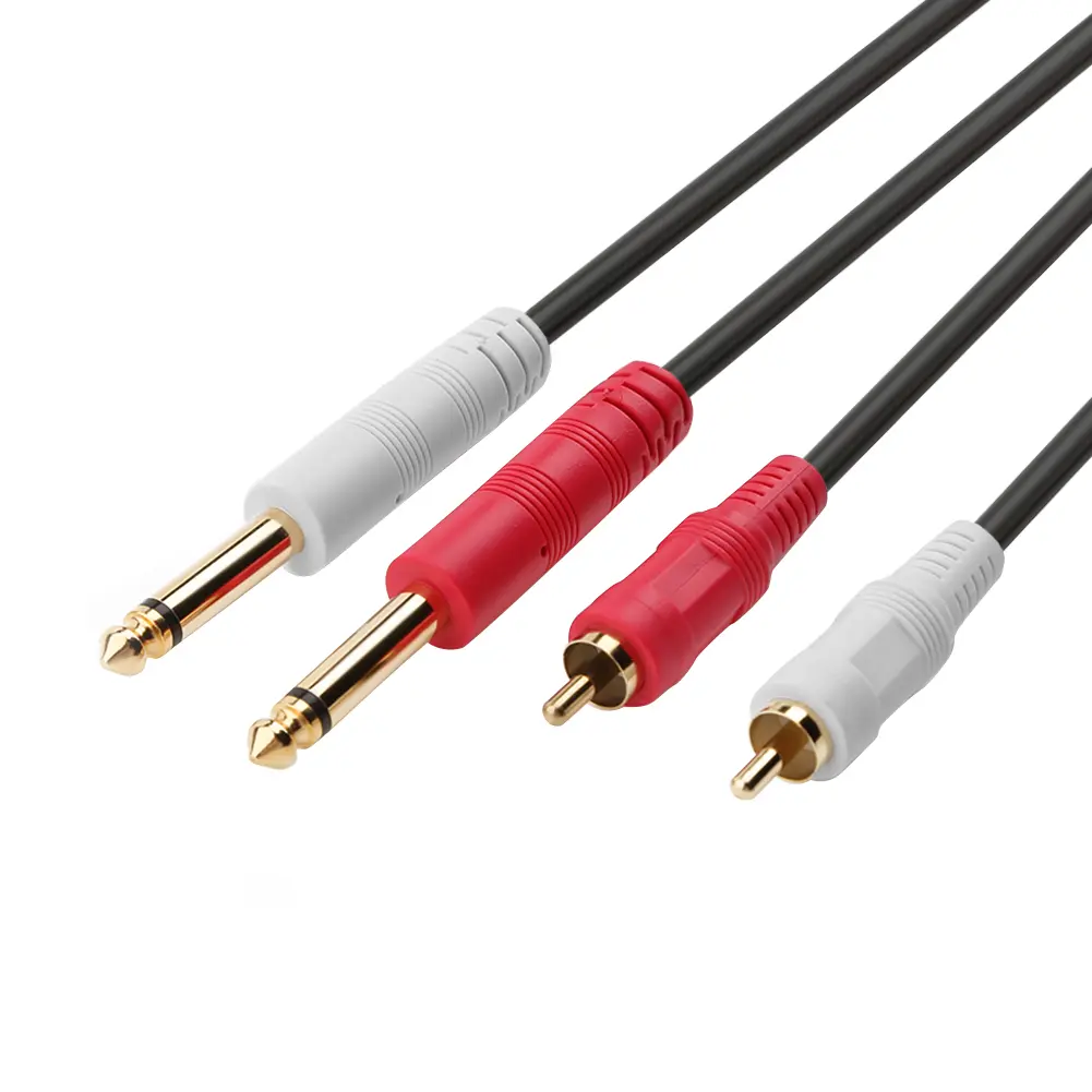 Dual RCA to Dual Mono 6.35mm Male Jack Audio Cable 2RCA to 2 6.5 DVD Mixer