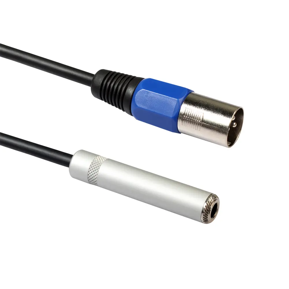 0.3m XLR 3Pin Male to 6.35mm Female Stereo Jack Mono Audio Cable Adapter Wire for Amplifier Guitar Microphone Mic