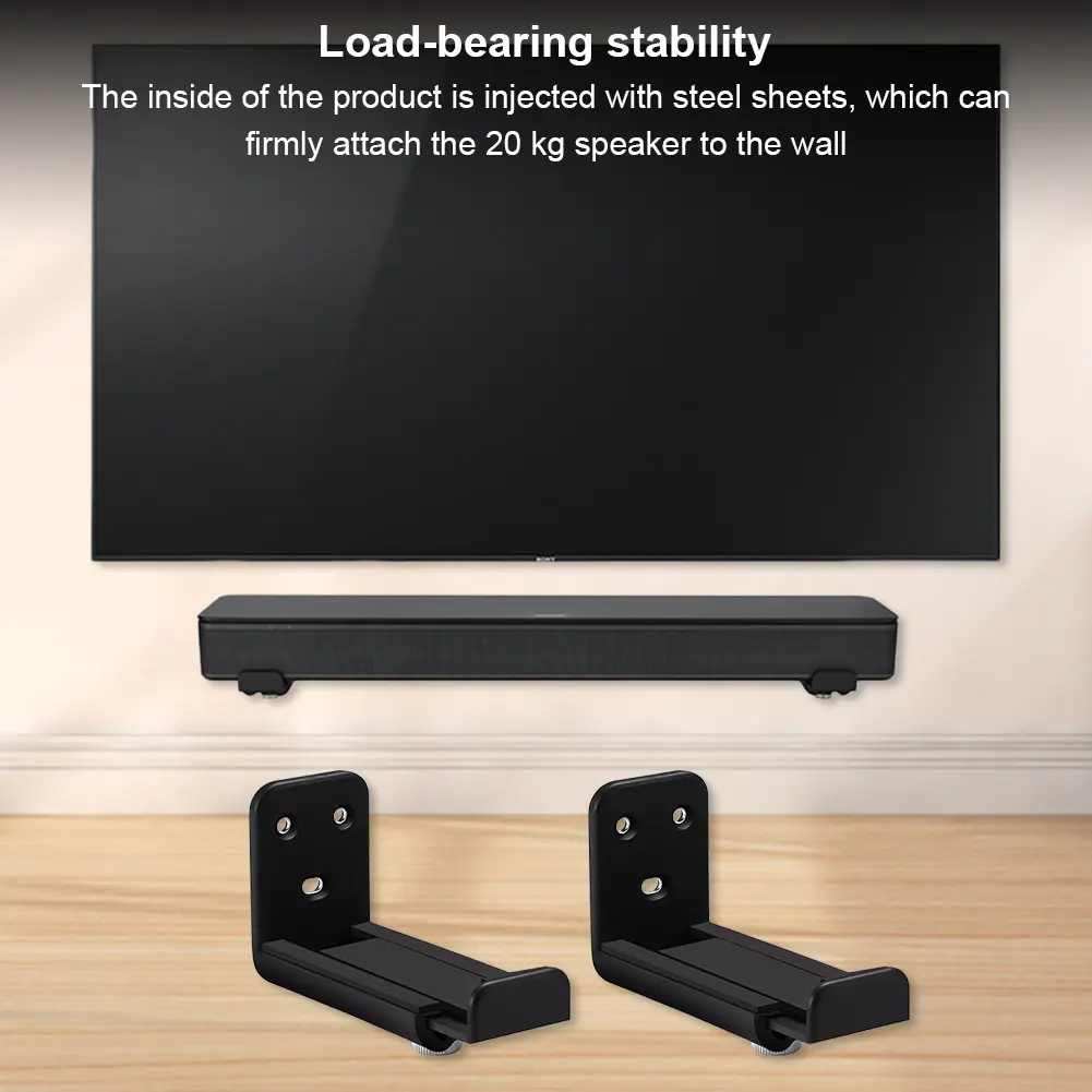 Sound Bar Mounting Bracket Anti-Drop Soundbar Speaker Wall Holder Holds Up To 44lbs Sound Bar Under TV Mount for Most Soundbars