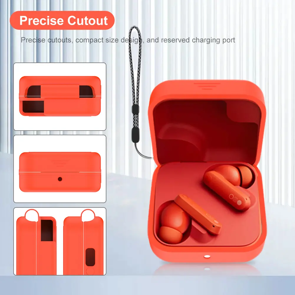 Silicone Headphones Charging Case Skin Cover with Lanyard Protective Skin Sleeve Full-Body Protective Shell for Nothing CMF Buds