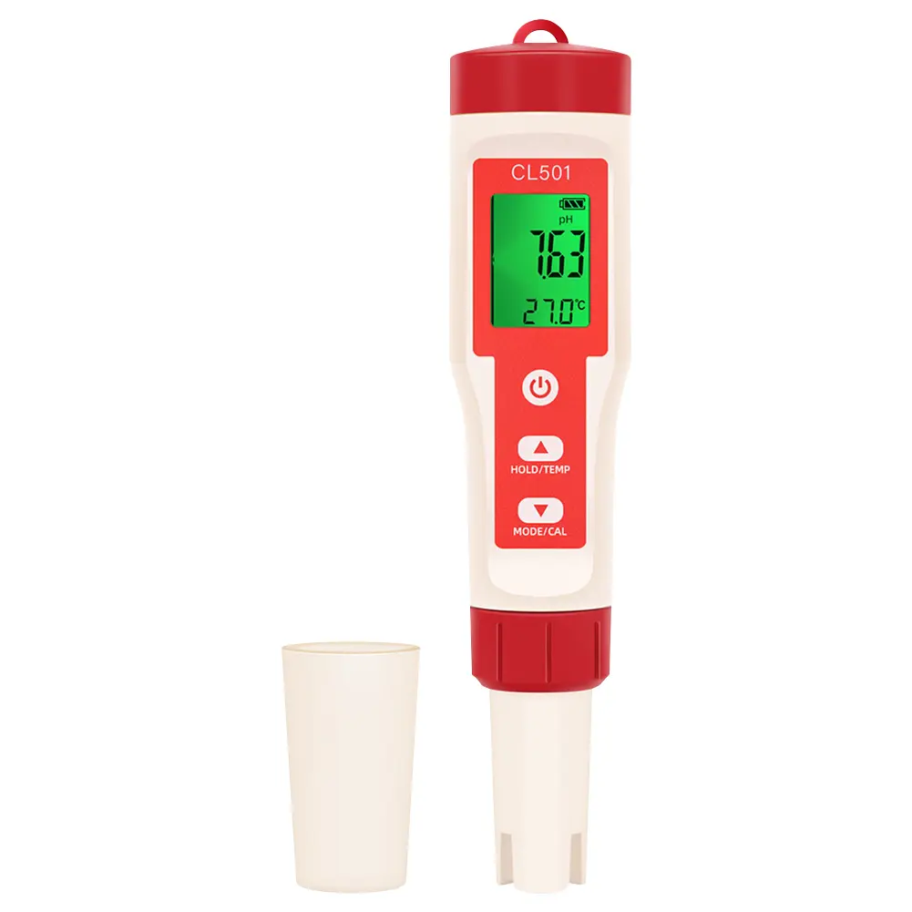 5-in-1 Digital Water Quality Tester PH CL2 H2 ORP Temperature Meter for Swimming Pools Drinking Water Aquarium