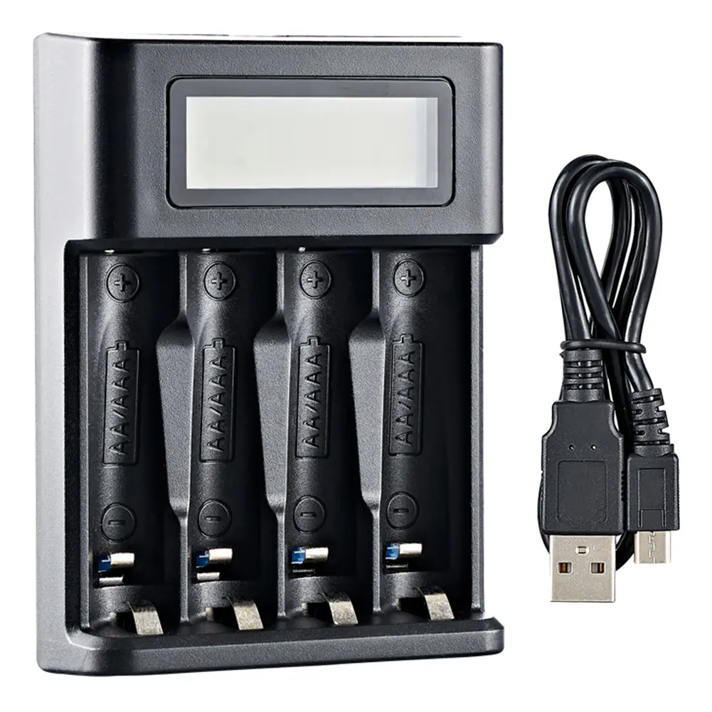 4 Slots LCD Display AA AAA Rechargeable Battery Charger USB Input Fast Charger for NI-MH /NI-CD AA AAA 1.2V Rechargeable Battery