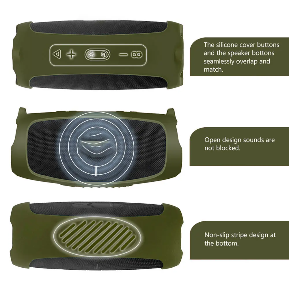 Silicone Case with Strap for JBL Charge 5 Portable Wireless Bluetooth Speaker