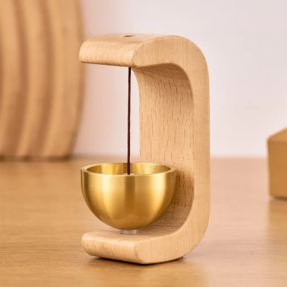 Magnetic Shopkeepers Bell Brass Bell Wooden Wind Chime Doorbell Vintage Hanging Door Bell Ornament for Housewarming Gift