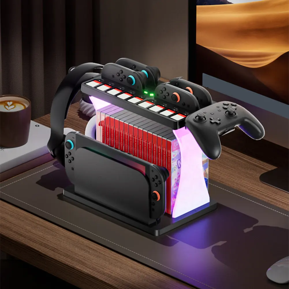 Storage Stand Multifunctional Organizer Rack Charging Stand Storage Station for Switch 2 Game Disk Rack Controller Organizer