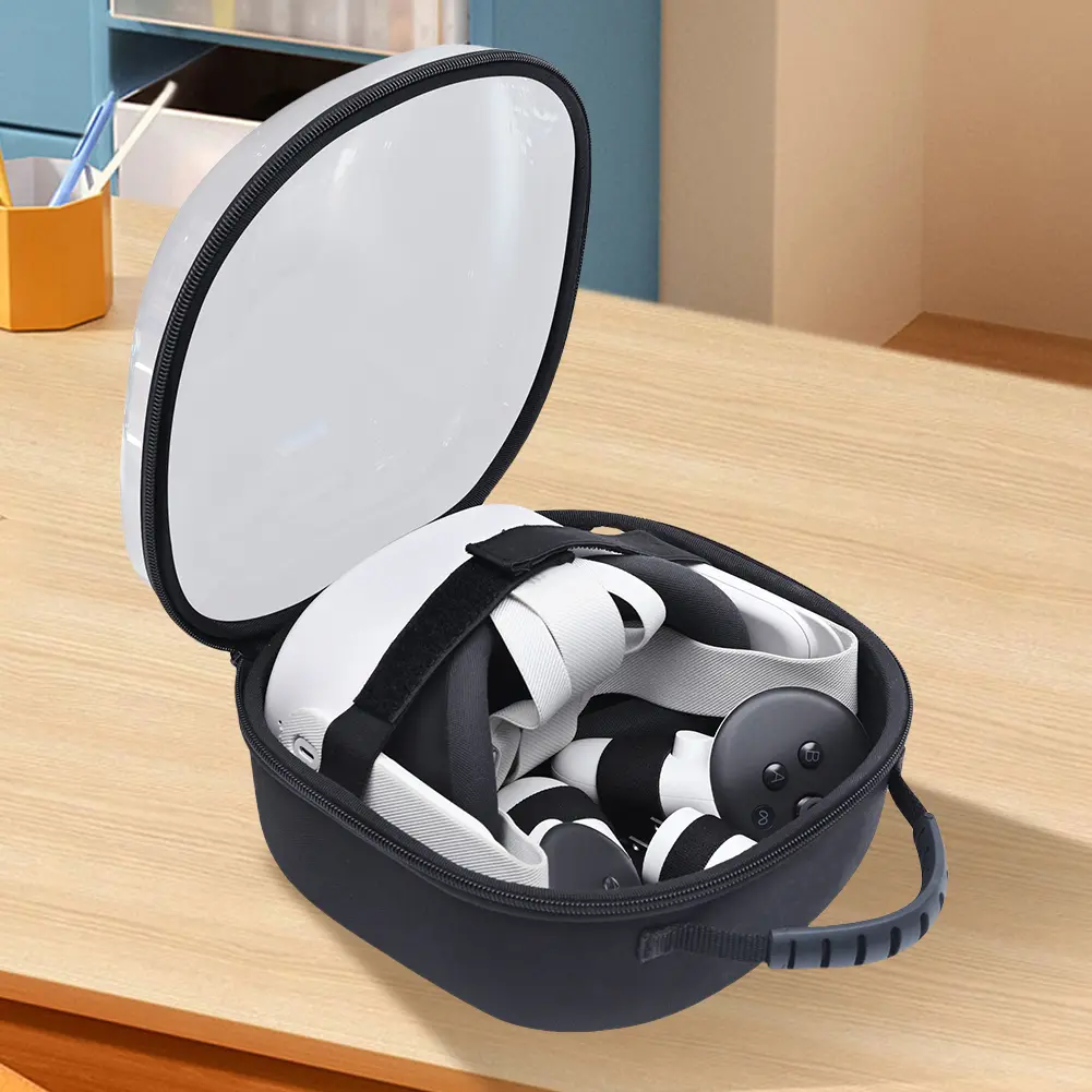 Handles Carrying Case Shockproof Portable Protective Case with Mesh Pocket Carry Case for Meta Quest 3S Headset Controllers