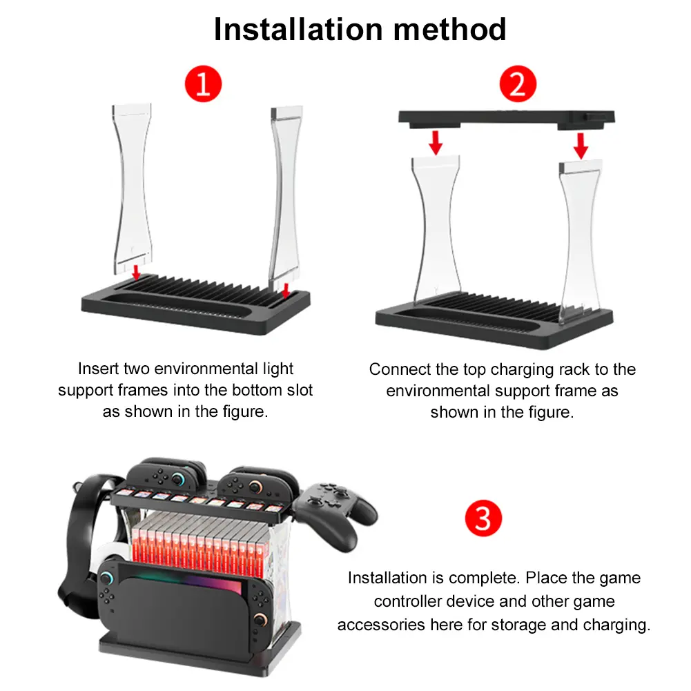 Storage Stand Multifunctional Organizer Rack Charging Stand Storage Station for Switch 2 Game Disk Rack Controller Organizer