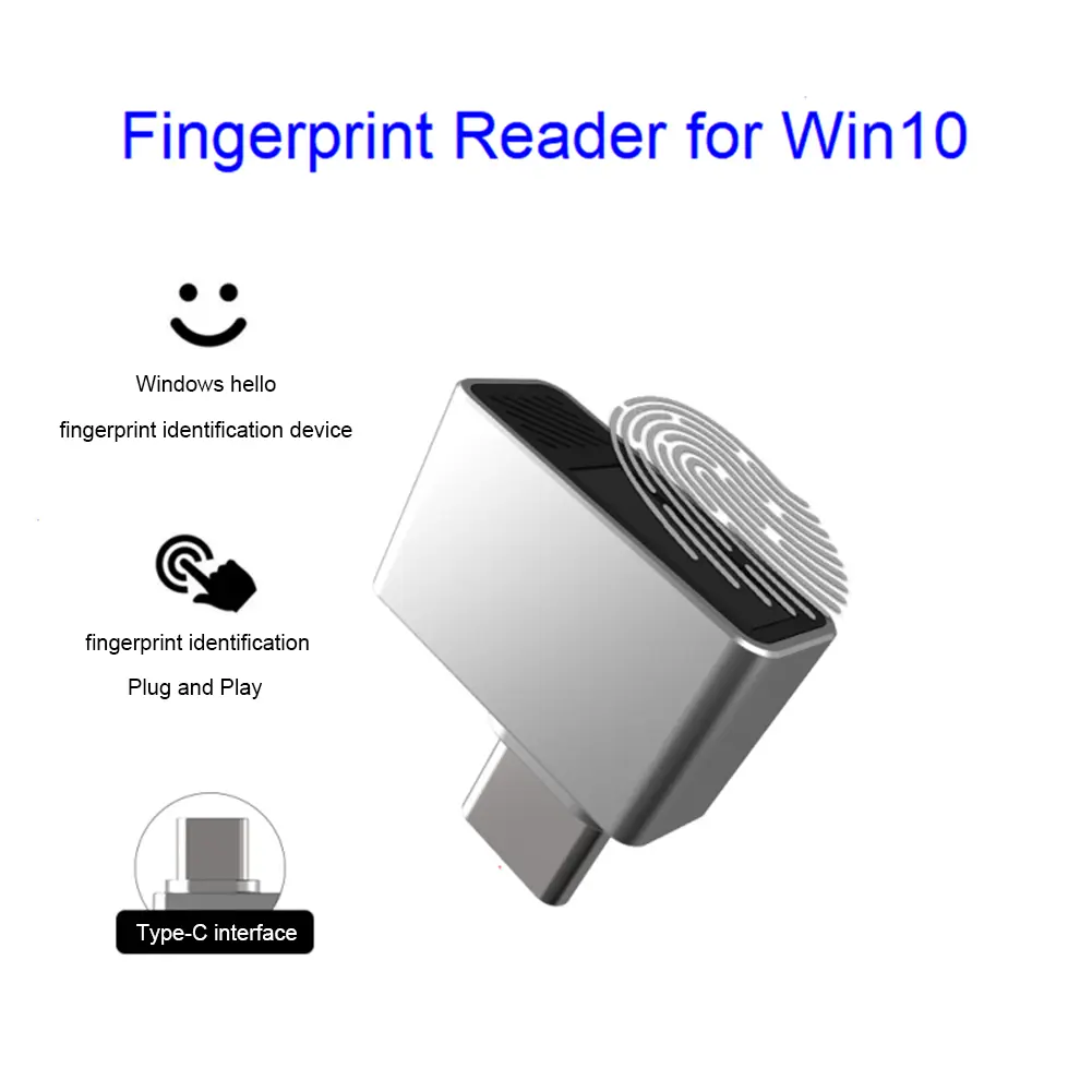Type-C Biometric Scanner Laptop PC Zinc Alloy Biometric Scanner Padlock USB Fingerprint Reader Module Device for Windows 7/10/11