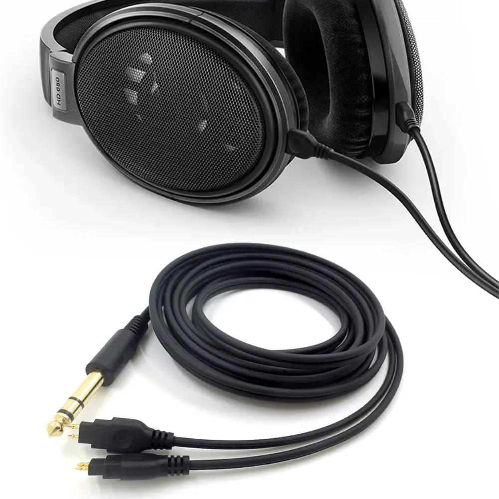 Replacement Earphone Cable Compatible for Sennheiser HD580 HD600 HD650 HD660 Headphones 6.35mm Audio Cable