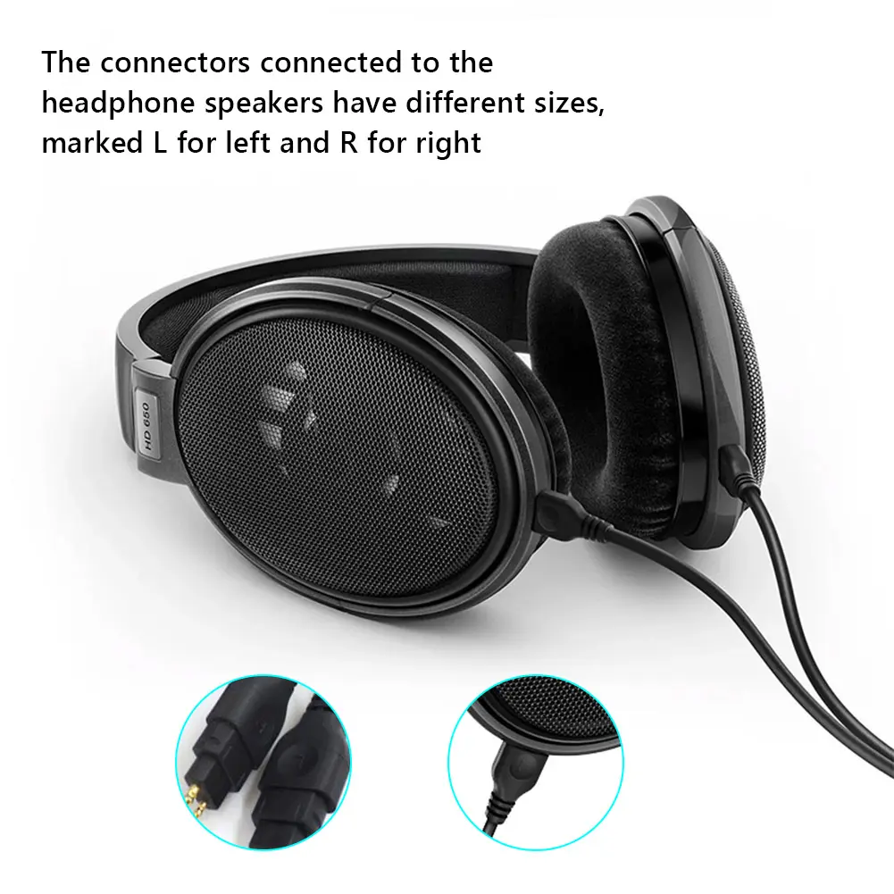 Replacement Earphone Cable Compatible for Sennheiser HD580 HD600 HD650 HD660 Headphones 6.35mm Audio Cable