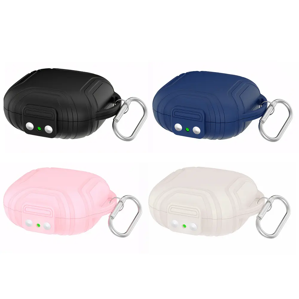 Silicone Case Cover Shockproof Headphones Charging Case Anti-Scratch with Carabiner for Shokz OpenFit Air T511 Wireless Earbuds